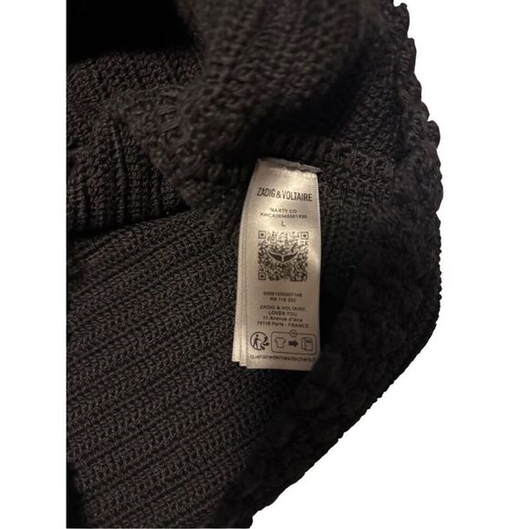 Zadig & Voltaire size large Marty black cotton knit cardigan sweater - NWT - Picture 5 of 12
